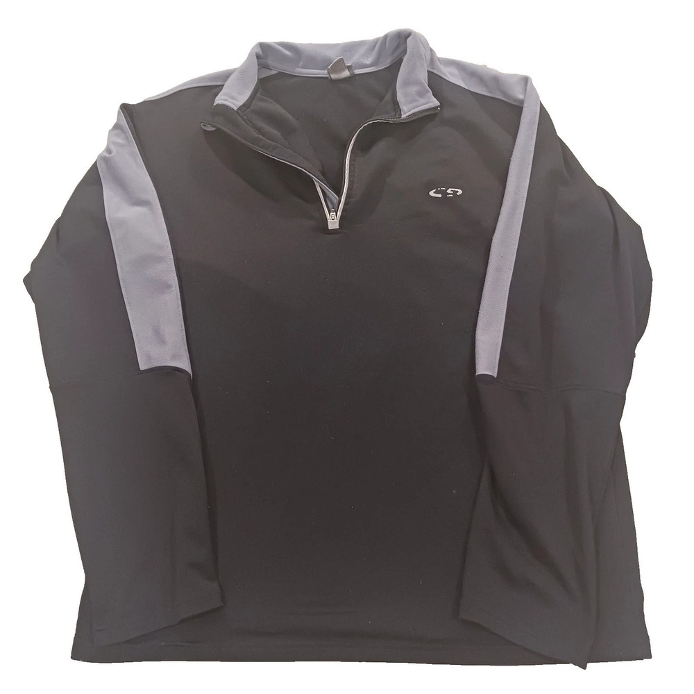 C9 by Champion Pullover Mens L T9247-CDR Black Grey Quarter-Zip EUC